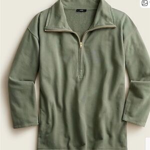 Jcrew University Half-Zip Terry Pullover in green size small